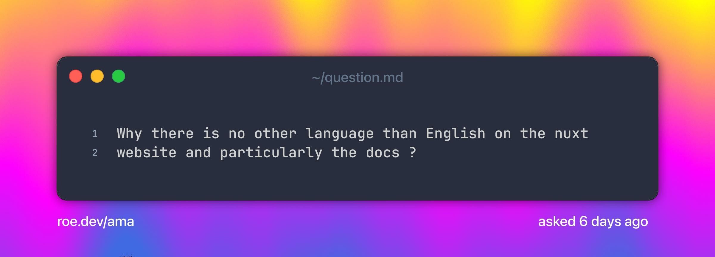 Why there is no other language than English on the nuxt website and particularly the docs ?
