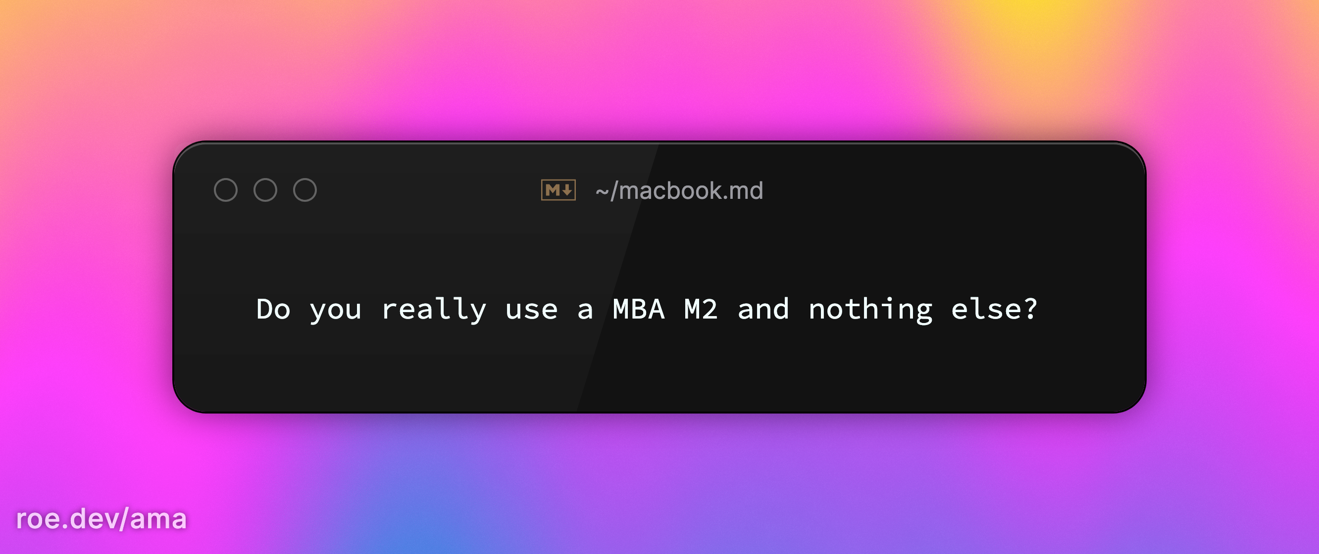 Do you really use a MBA M2 and nothing else?