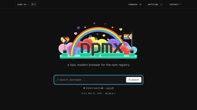 Screenshot of npmx.dev